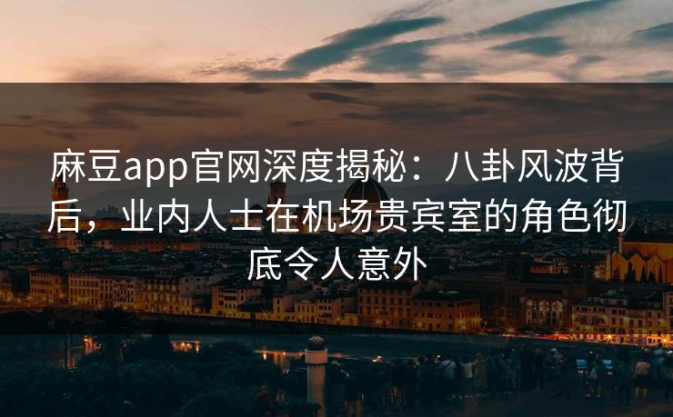 麻豆app官网深度揭秘：八卦风波背后，业内人士在机场贵宾室的角色彻底令人意外