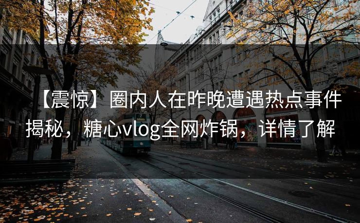 【震惊】圈内人在昨晚遭遇热点事件揭秘，糖心vlog全网炸锅，详情了解