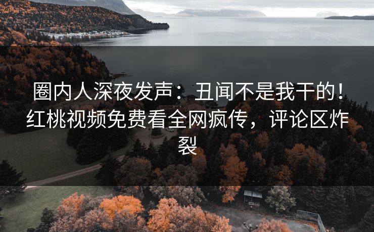 圈内人深夜发声：丑闻不是我干的！红桃视频免费看全网疯传，评论区炸裂