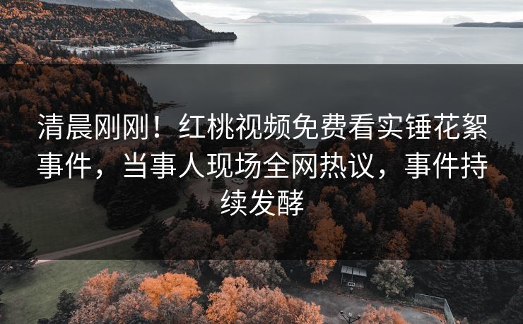 清晨刚刚！红桃视频免费看实锤花絮事件，当事人现场全网热议，事件持续发酵