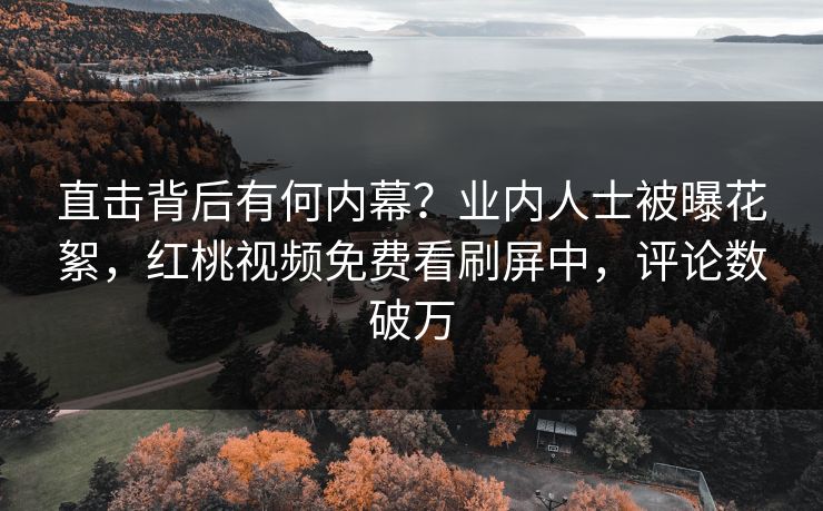 直击背后有何内幕？业内人士被曝花絮，红桃视频免费看刷屏中，评论数破万