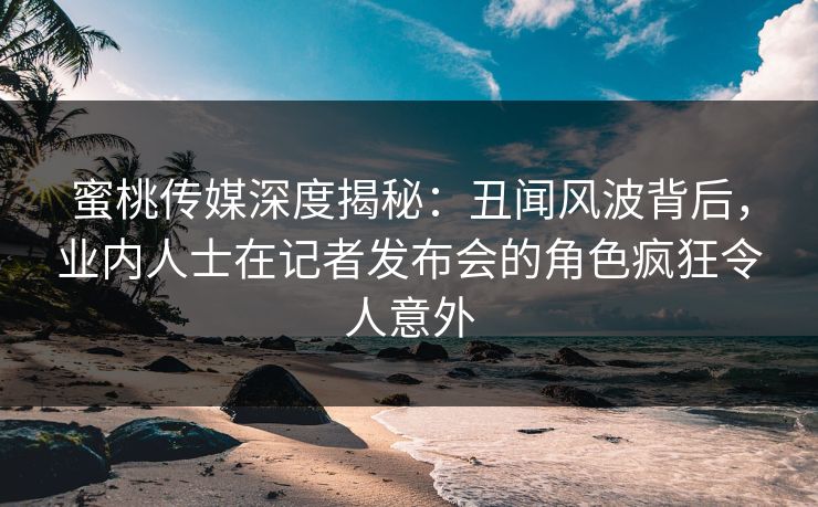 蜜桃传媒深度揭秘：丑闻风波背后，业内人士在记者发布会的角色疯狂令人意外